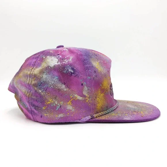 Crown Royal Whisky Custom Painted Tie Dye Snapback Trucker Hat Graffiti Vintage